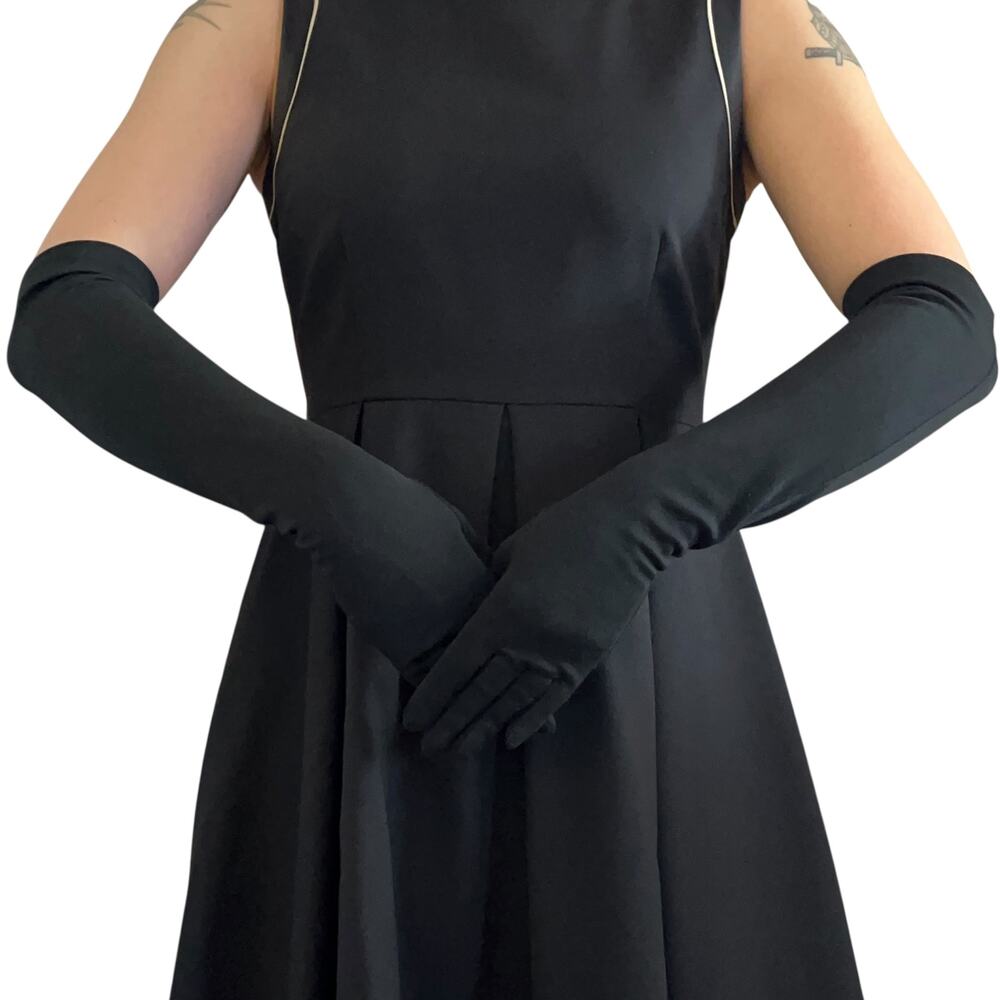 Vintage Fownes Embraceable Black Elbow-Length Long Formal Gloves 19" Size S/M